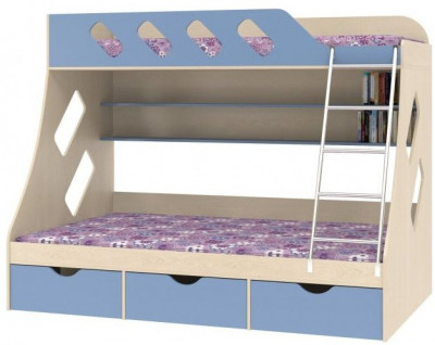 Дельта-20.01 Детская двухъярусная кровать с лестницей (Венге, Белый)