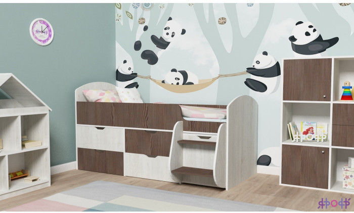 Кровать-чердак Малыш 7 (Винтерберг/Ясень Анкор темный)