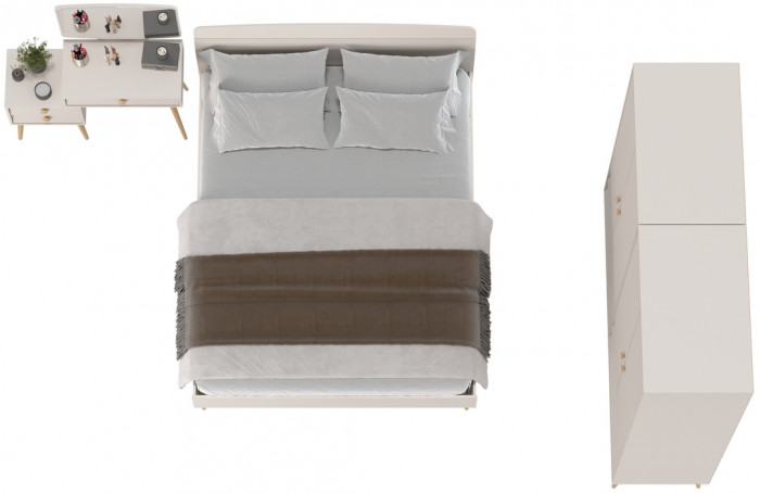 Афина Спальня 17-1600, цвет кашемир серый, сп.м. 1600х2000 мм., б/м, основание есть - фанера