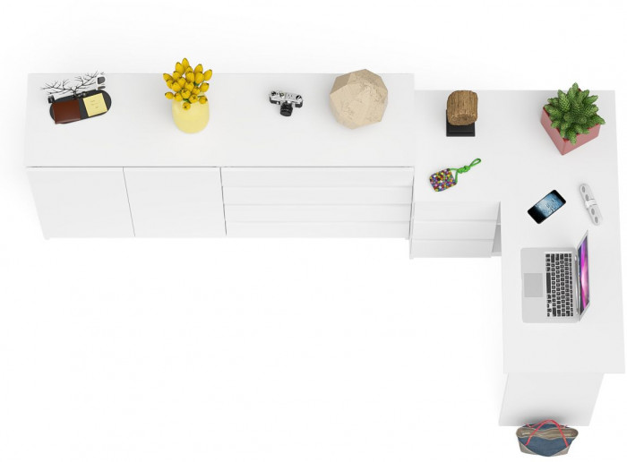 Мори компьютерный стол МС-16 левый + Комод МК1600.1, белый