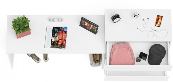 Мори письменный стол МСП1200.1 + Комод МК800.4, белый