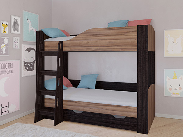 Кровать двухъярусная АСТРА 2 Венге/Орех с ящиком