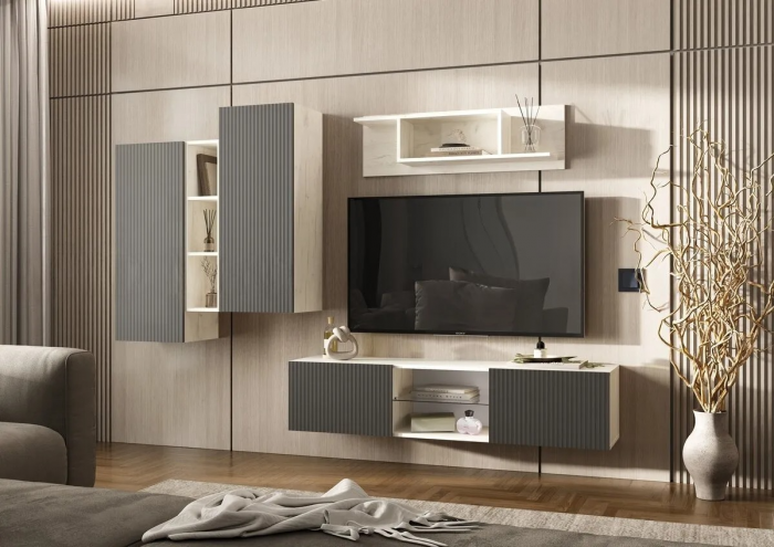 Оскар Гостиная вариант №1, дуб крафт белый