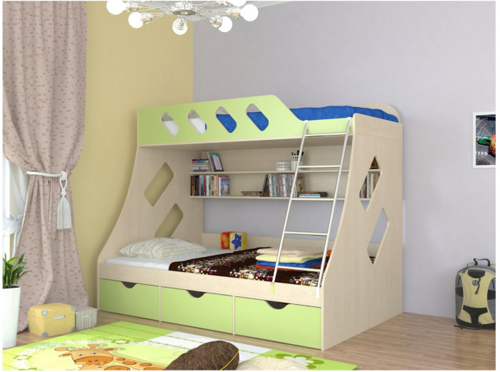 Дельта-20.01 Детская двухъярусная кровать с лестницей (Венге, Дуб Сонома)