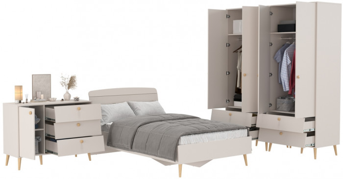 Афина Спальня 18-1200, цвет кашемир серый, сп.м. 1200х2000 мм., б/м, основание есть - фанера