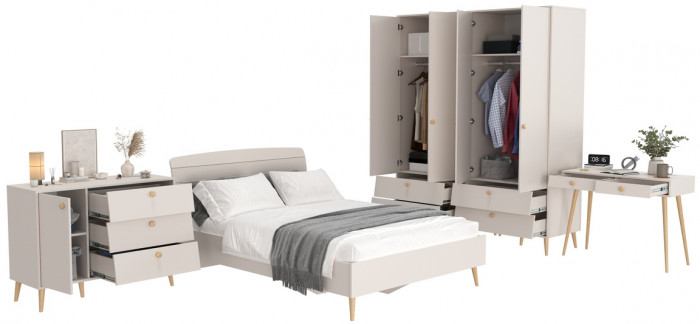 Афина Спальня 18-1200, цвет кашемир серый, сп.м. 1200х2000 мм., б/м, основание есть - фанера