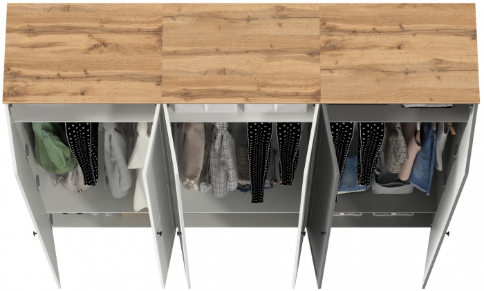 Остин 13.224 Шкаф 3 шт., цвет белый шагрень/серый графит/дуб крафт золотой, ШхГхВ 240х54,3х229,6 см., универсальная сборка