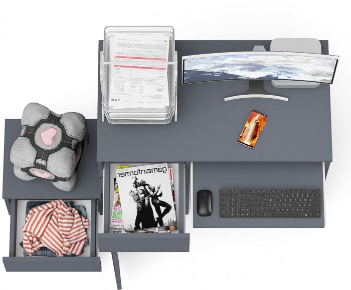 Мори компьютерный стол МС-1 левый + Тумба ТМП400.1, графит