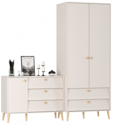 Афина Спальня Шкаф 2-х дверный + Комод с дверкой и тремя ящиками, кашемир серый