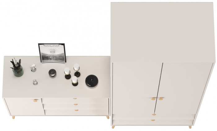 Афина Спальня Шкаф 2-х дверный + Комод с дверкой и тремя ящиками, кашемир серый