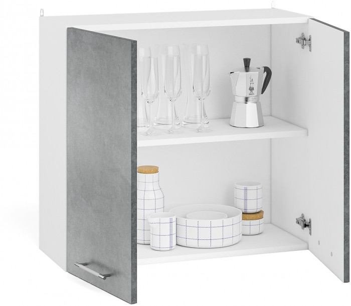 Кухня Мебель--24 ШВ800 Шкаф 80 см., корпус белый/фасад МДФ бетон лофт графит