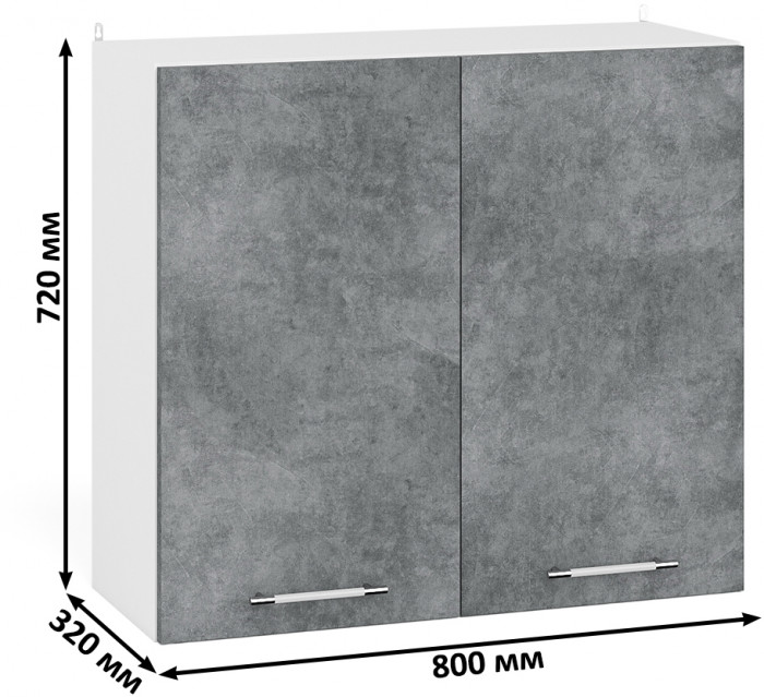 Кухня Мебель--24 ШВ800 Шкаф 80 см., корпус белый/фасад МДФ бетон лофт графит