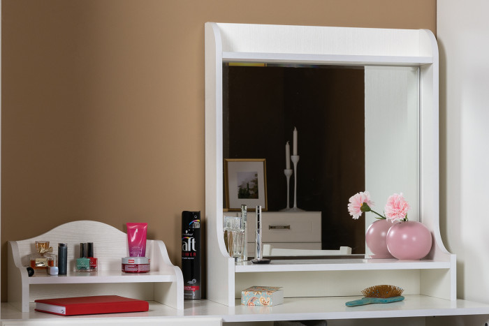 Ливерпуль Стол туалетный 12.46 + Полка 10.118, ясень ваниль/белый