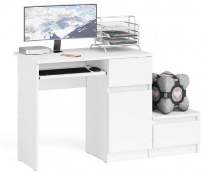 Мори компьютерный стол МС-1 правый + Тумба ТМП400.1, белый