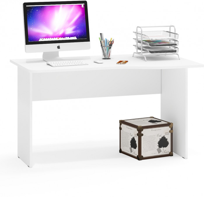 Стол письменный С-МД-1-04, цвет белый шагрень, ШхГхВ 130х75х74 см., универсальная сборка