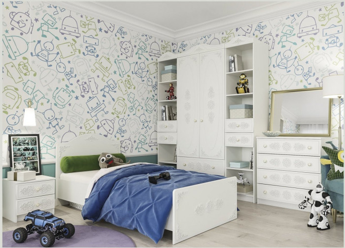 Модульная детская KI-KI композиция 6, Белый/Белое дерево