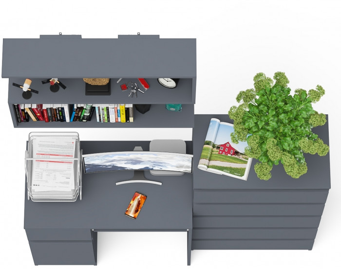 Мори компьютерный стол МС-1 левый + Комод МК700.5 + Полка 900, графит