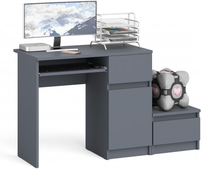 Мори компьютерный стол МС-1 правый + Тумба ТМП400.1, графит
