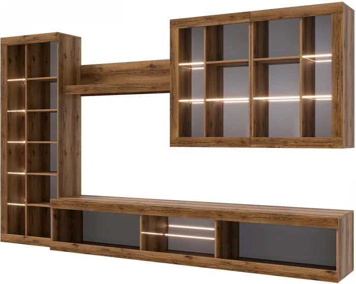 Прага Модульная Гостиная, вариант №2, делано/Черный глянец