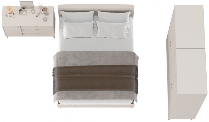 Афина Спальня 18-1600, цвет кашемир серый, сп.м. 1600х2000 мм., б/м, основание есть - фанера