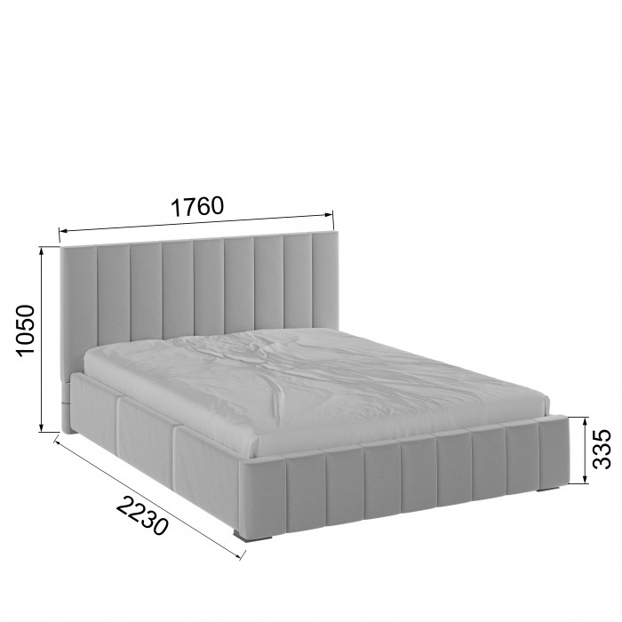 Нега Кровать интерьерная 160 светло-серый, ПМ