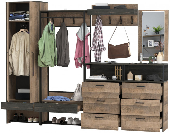 Трувор Прихожая 242, дуб гранж песочный/интра