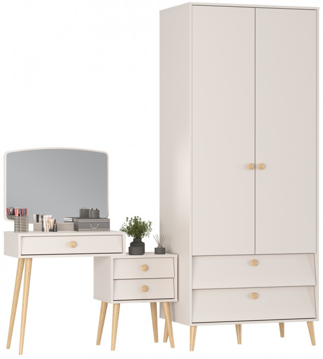 Афина Спальня Шкаф 2-х дверный + Трюмо, кашемир серый