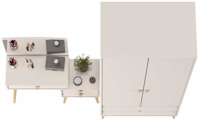 Афина Спальня Шкаф 2-х дверный + Трюмо, кашемир серый