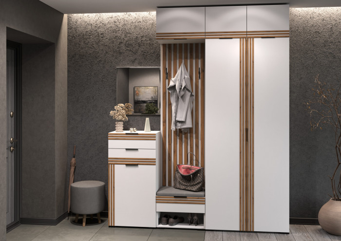 Прихожая Нао, набор №9, Белый/Белый, Вотан, Simple 27