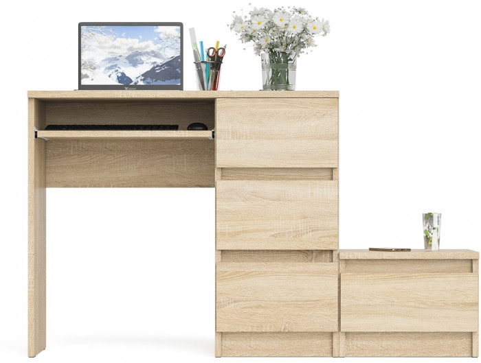 Мори компьютерный стол МС-6 правый + Тумба ТМП400.1, дуб сонома