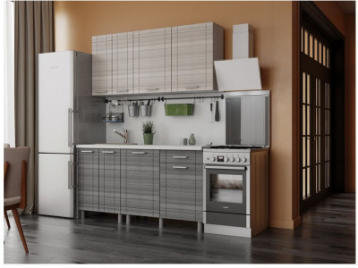 Кухонный гарнитур Бомбей 1,6м Сандал белый/Сандал серый