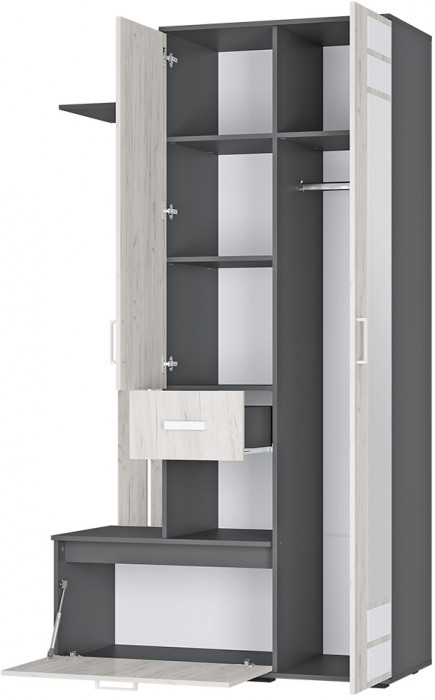 Прихожая Лира ПР-04, Графит, Дуб крафт белый