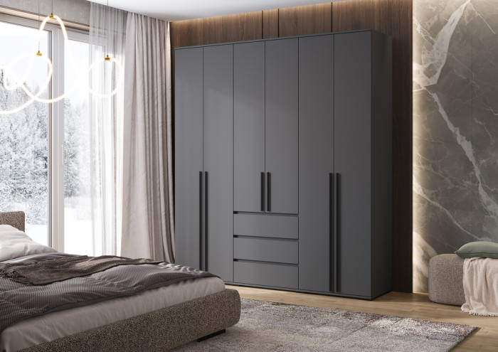Шкаф 6-ти створчатый "Норд", Графит