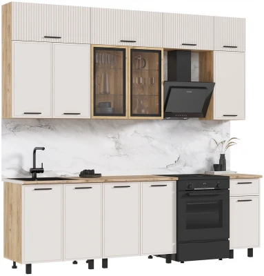 Модульная кухня Бьянка 2,6м, Дуб крафт/Кашемир