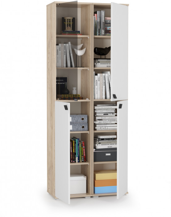 КР100 Бостон № 47, цвет дуб эндгрейн элегантный/фасады МДФ милк рикамо софт, 13.154+13.155, ШхГхВ 77,2х35,1х194,4 см., универсальная сборка