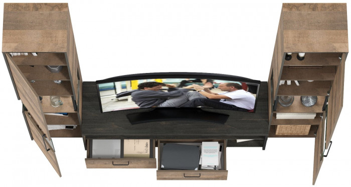 Трувор Гостиная 018, цвет дуб гранж песочный/интра, ШхГхВ 239,4х45,4х210 см., универсальная сборка