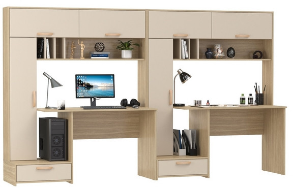 Лайт Стол письменный 03.243Н + Лайт Стол письменный 03.243Н, цвет плэйн/сатин, ШхГхВ 300,4х57,3х179,9 см., НЕ универсальная сборка