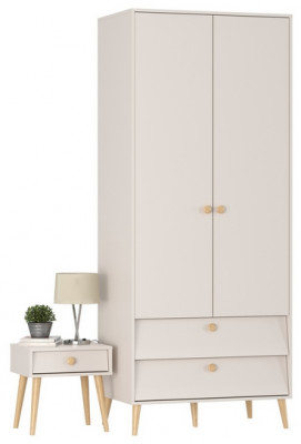 Афина Спальня Шкаф 2-х дверный + Тумба прикроватная, кашемир серый