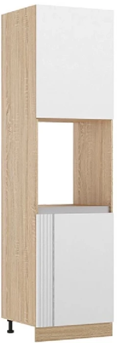 Кухня МДФ Карина Пенал (для встраиваемой бытовой техники) Пластер Бьянко/Сонома