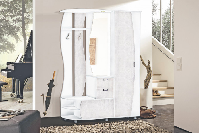 Прихожая Иннэс-1 1600 ЛДСП, белый/цемент светлый