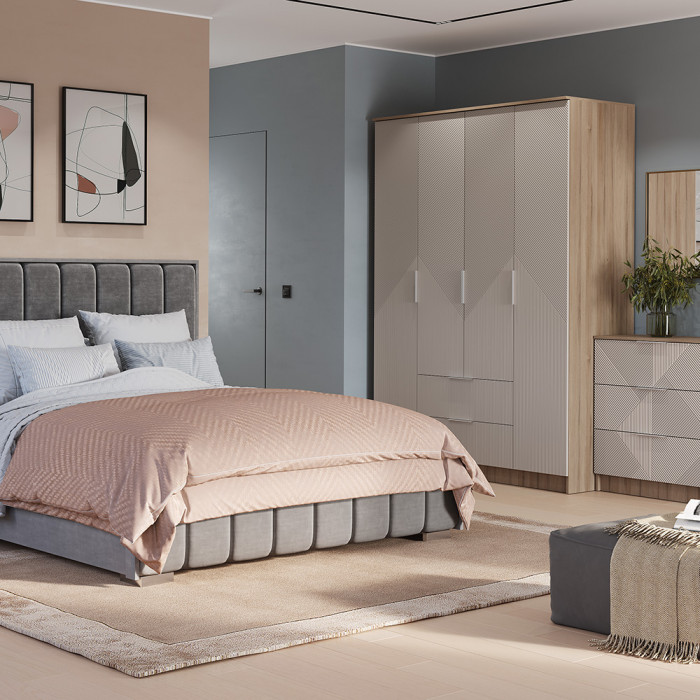 "Эмилия" ШК-11 шкаф 4-х створчатый Дуб смоки/Айриш (МФ03)