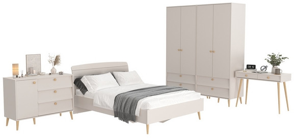 Афина Спальня 19-1400, цвет кашемир серый, сп.м. 1400х2000 мм., б/м, основание есть - фанера