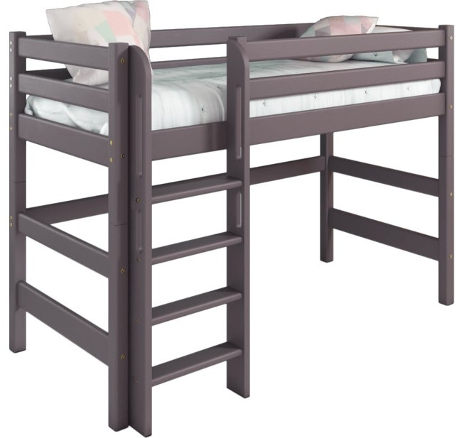 Кровать Соня (вариант 5) полувысокая с прямой лестницей, лаванда