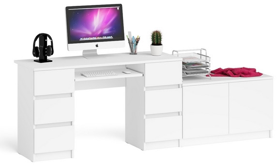 Мори Стол компьютерный МС-2 + Тумба МА900.1, цвет белый, ШхГхВ 225,8х50,4х76,6 см., универсальная сборка