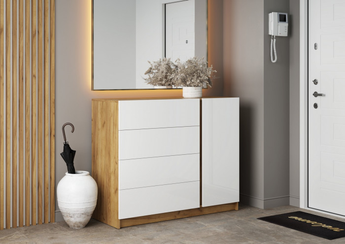 Кабинет Бостон, композиция 1, крафт золотой/белый глянец