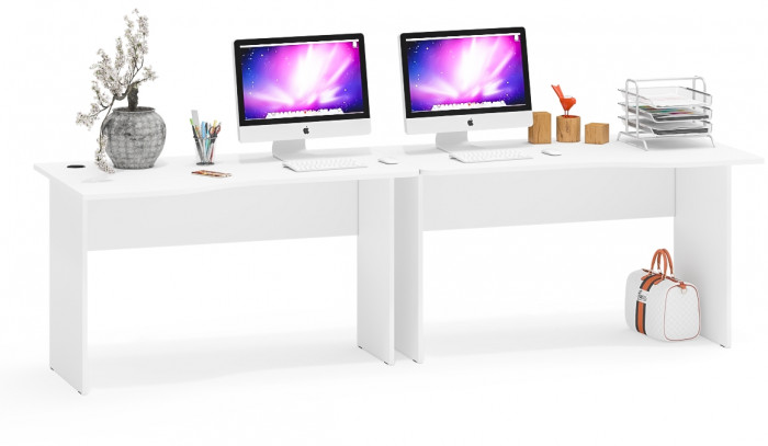 Два стола письменных С-МД-1-04, белый шагрень