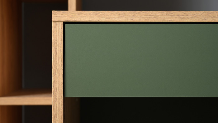 компьютерный стол Комфорт 12.71, гикори рокфорд натуральный/дымчатый зелёный