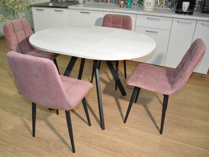 Обеденная группа Нарди / Стул Х 4 шт. / Бетон белый/черный / бид  27