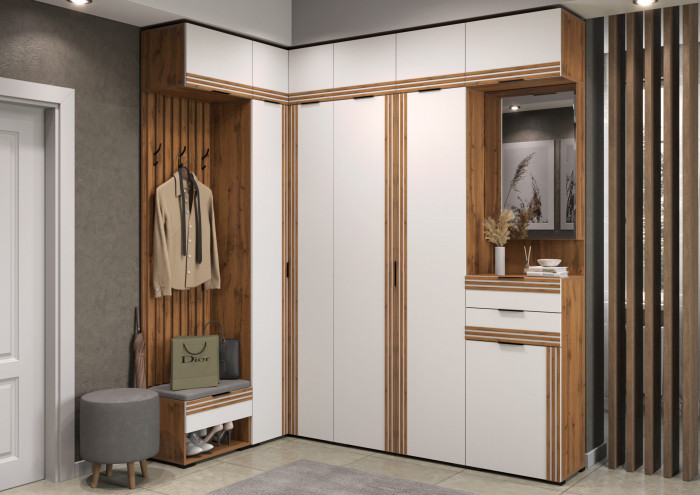 Прихожая Нао, набор №11, Дуб вотан/Белый, Вотан, Simple 27