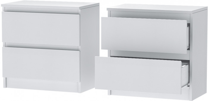 Кэт-1 Тумба 2-Ящика, Белый/Белый